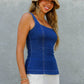 Stretch Denim Square Neck Top