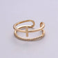 Side Cross Ring - Gold Cross Ring - Stacking Rings - Sideway Cross Ring - Cross Jewelry - Religious Jewelry - Sign Ring - Micro Pave ring R-060