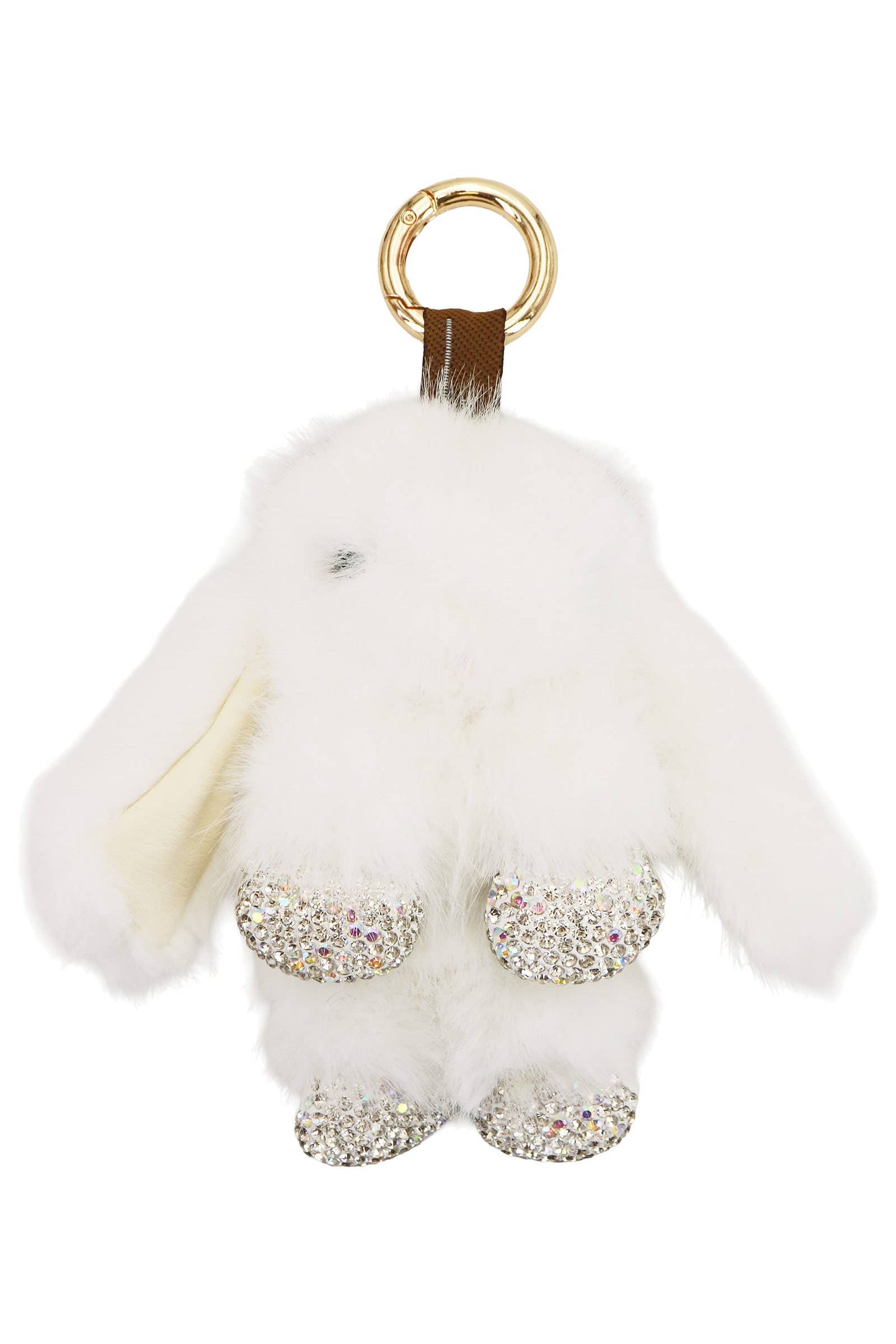 Bling Bunny Rabbit Soft Fur Plush Doll Keychain