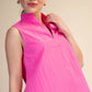 Stand Collar Slit V-Neck Sleeveless Top