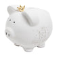 Large Ceramic My First Piggy Bank, White with Gold Crown