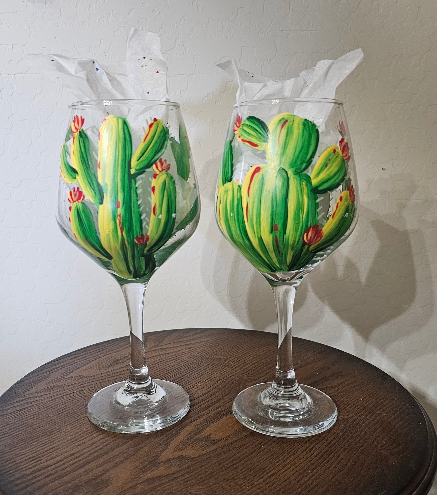 GLASS LGW HP GREEN CACTUS, 12 OZ STEM