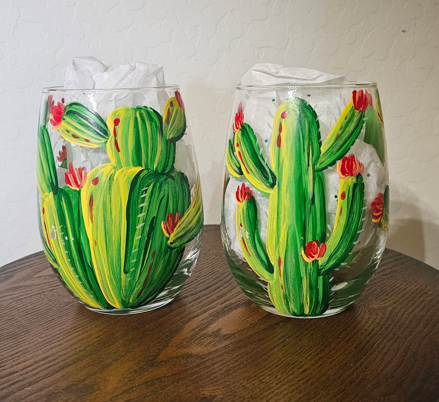 GLASS STW HP GREEN CACTUS, 12 OZ STEMLESS