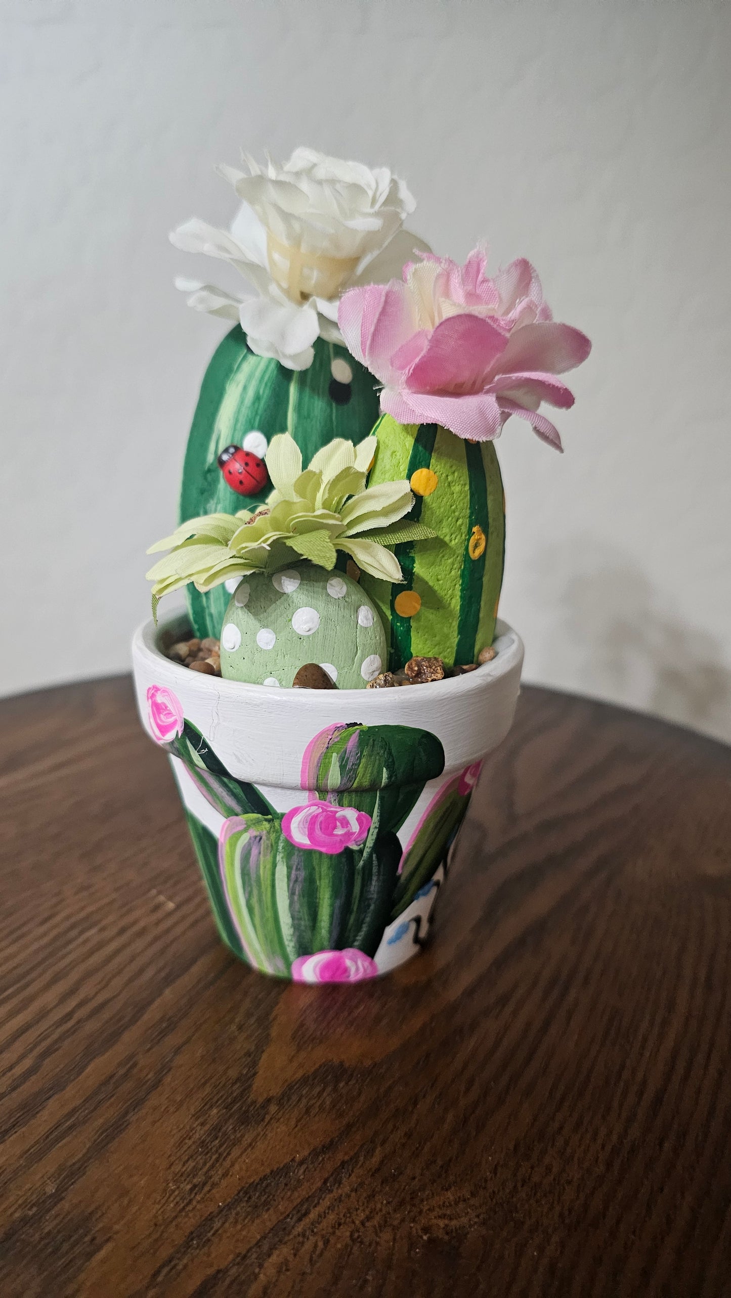 WHITE CACTUS  3" ROCK POT