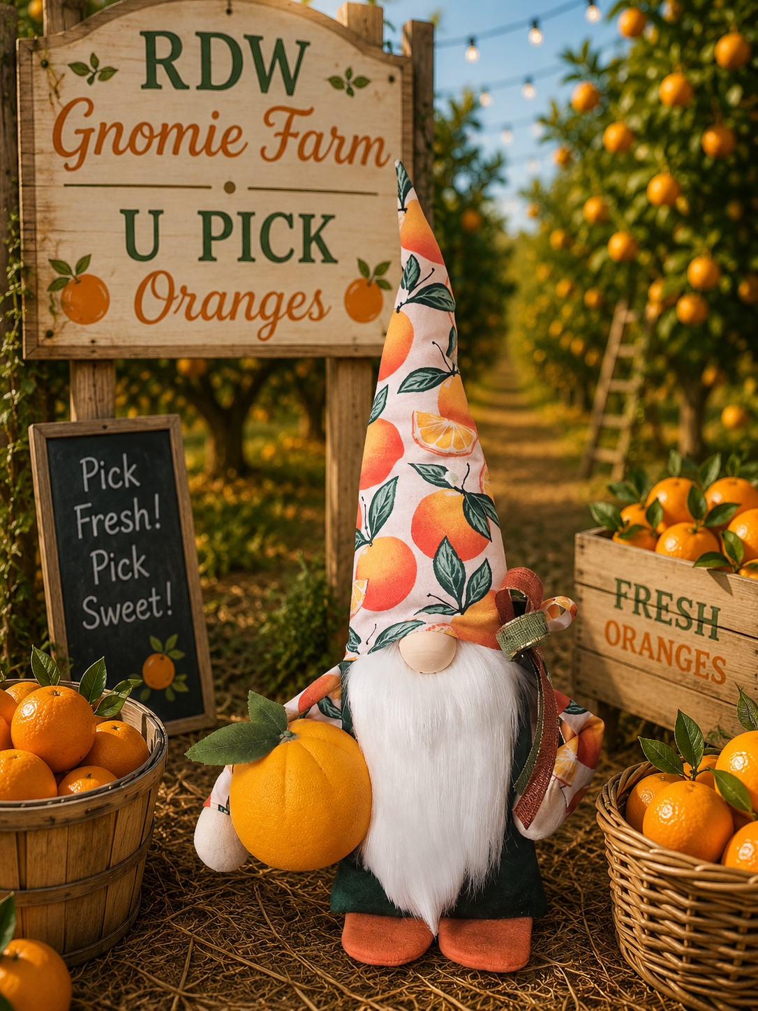 ORANGE SUMMER FRUIT & VEGGIE  GNOMIE