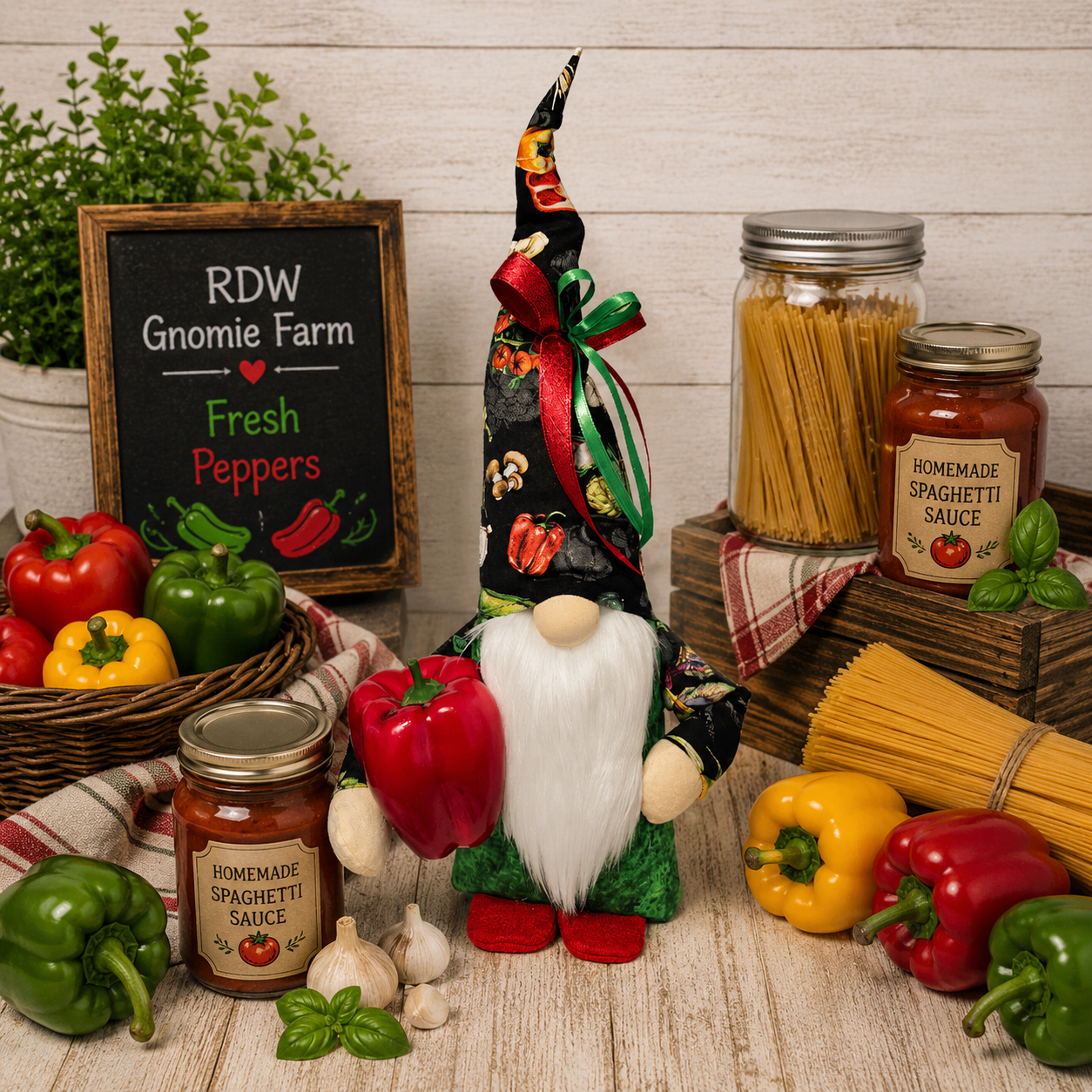 RED BELL PEPPER SUMMER FRUIT & VEGGIE  GNOMIE, 17"