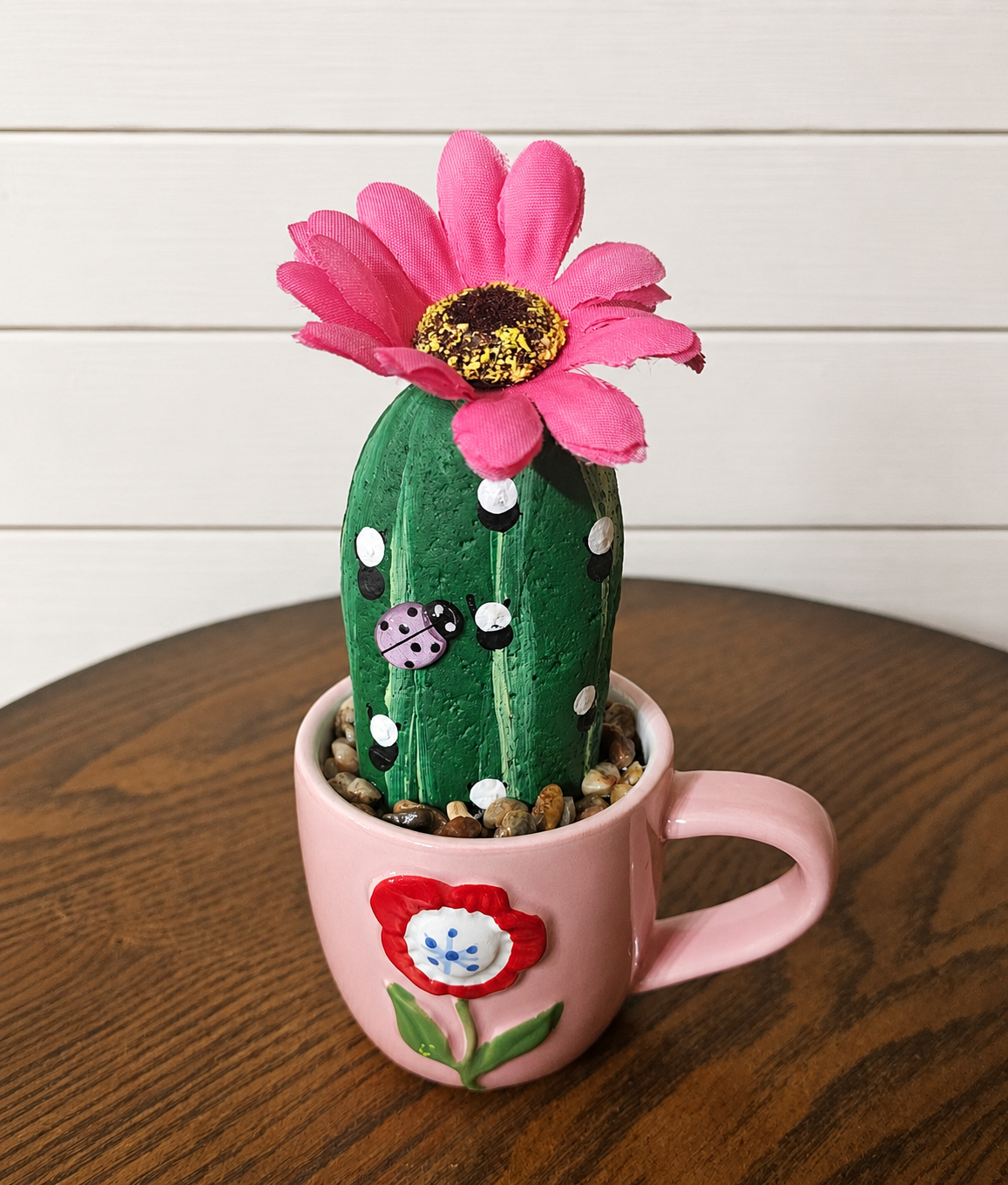 Cactus Pink Flower Rock Cup