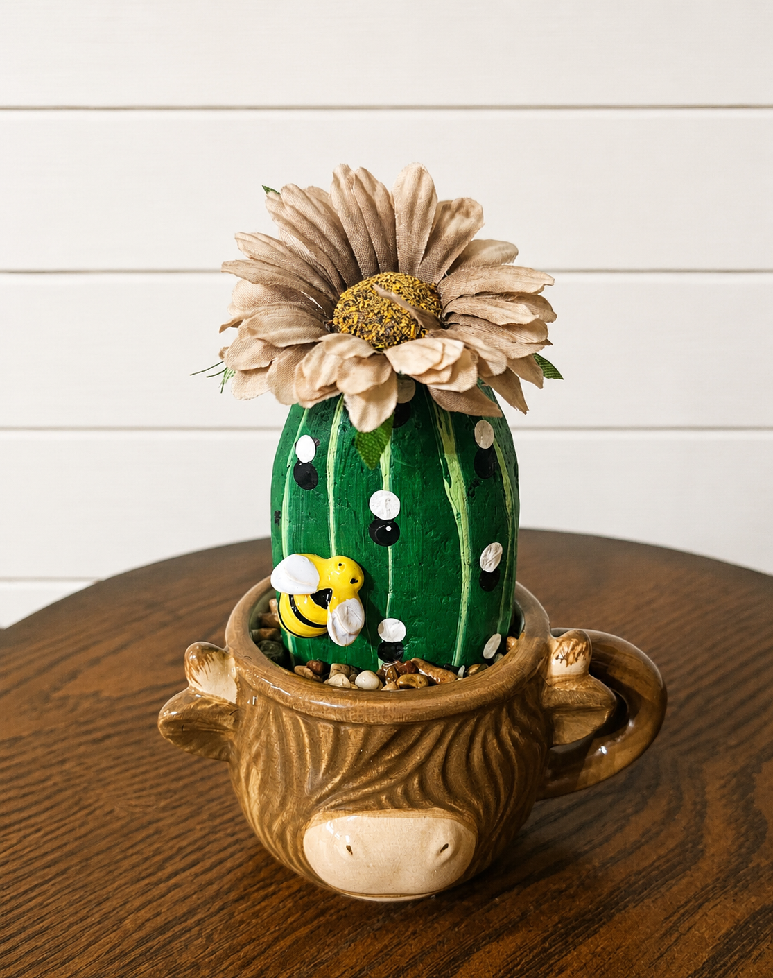 Cactus Highland Cow Rock Cup