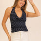 Polka Dot Halter Ruched Top