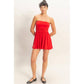 Strapless Shirred Waist Romper