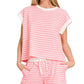 ...0223 Stripe Contrast Trim Top & Shorts Set SI-29132