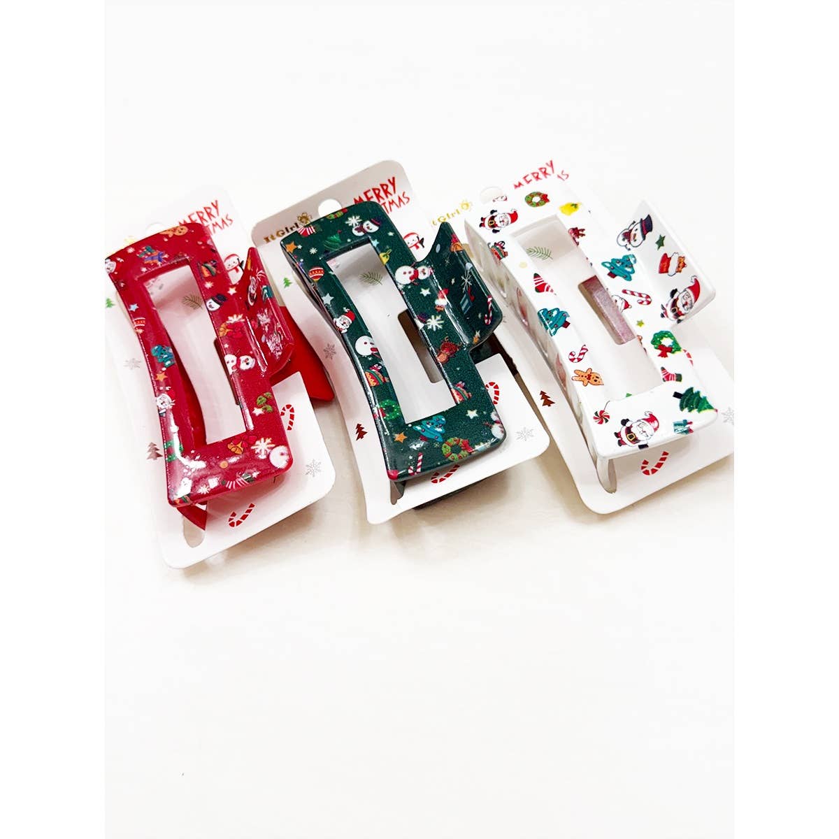 Christmas Design Cut out Rectangle Hair Claw