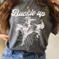 BUCKLE UP COWBOY BOOTS STITCH PATTERN GRAPHIC TEE