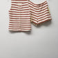 IT1174 -Striped Knit Crochet Two Piece Short Set: RED / S