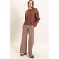 Low Rise Striped Waffle Knit Pants