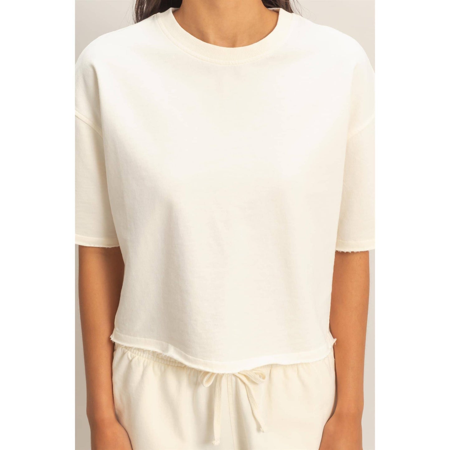 Short Sleeve Crew Neck Top And Shorts Set
