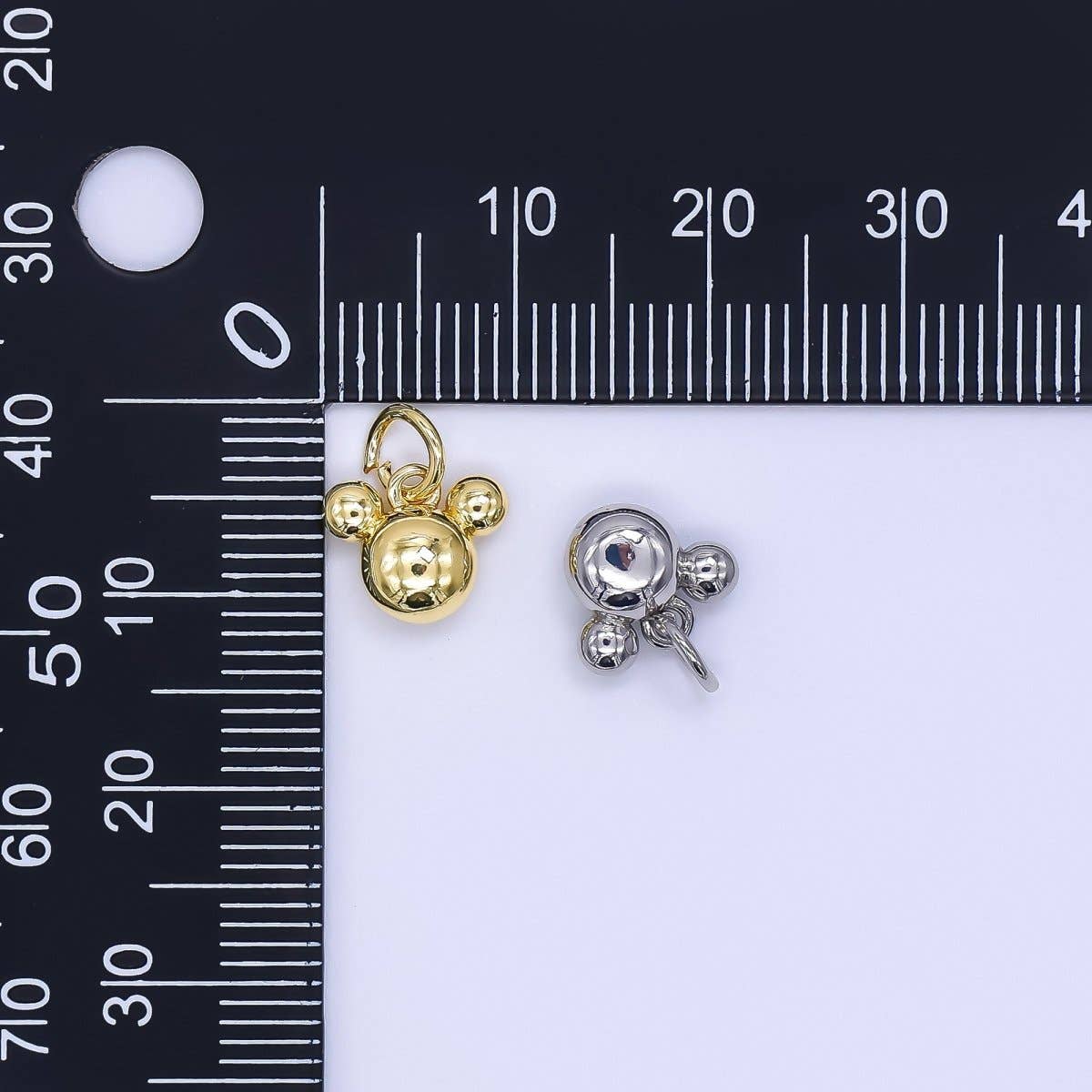 24K Gold Filled 8mm Tiny Mouse Ears Animal Charm in Gold & Silver | AH-580
