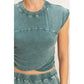 Rolled Sleeve Wrap-Front Crop Top And Jogger Set