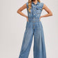 DENIM SLEEVELESS SHIRT JUMPSUIT