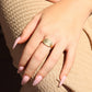 Gold Stainless Steel Cubic Zirconia Sunburst Rectangle Ring