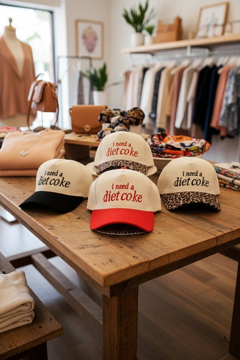 ,,,,....0204 I Need A Diet Coke Two Tone Corduroy Cap SI-28986
