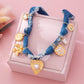 Distressed Denim Heart Floral Charm Necklace | 80N92861