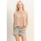 Mineral Wash Button Back Sleeveless Top