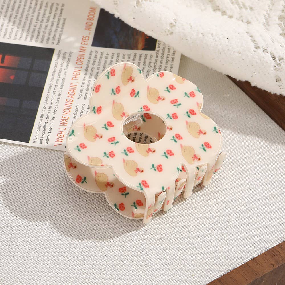 JUMBO FLORAL FLOWER HAIR CLAW CLIPS | 40H1036