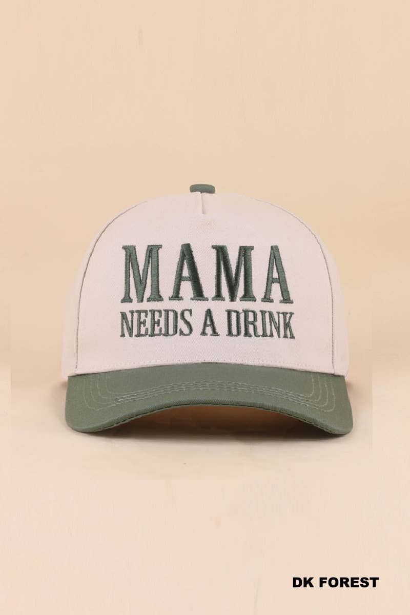 Mama Needs A Drink Two Tone Snapback Hat Zenana