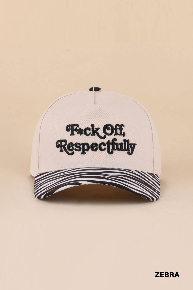 Fxck Off Respectfully Two Tone Canvas Cotton Cap Zenana Consgt.