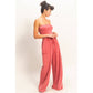 Mineral Wash Strapless Wide-Leg Jumpsuit