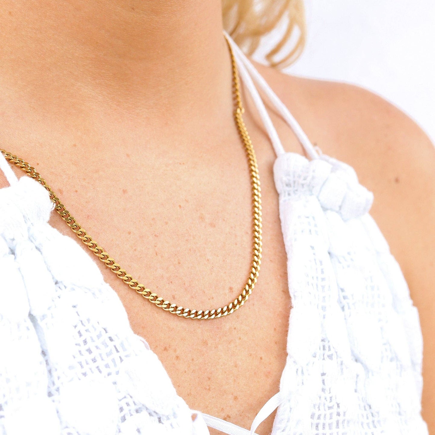 18K Gold PVD Stainless Steel Curb Chain Necklace