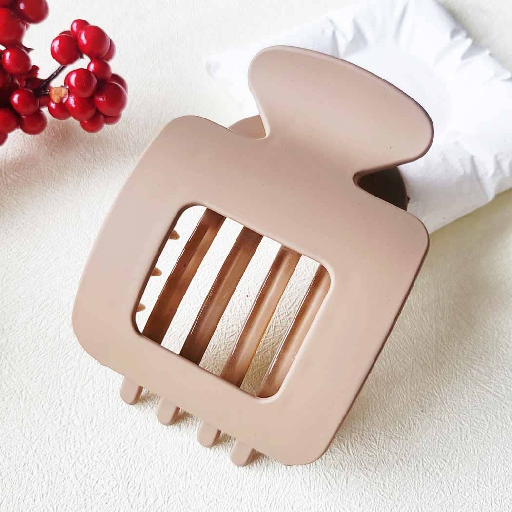 Matte Neutral Square Shaped Flat Hair Claw Clips