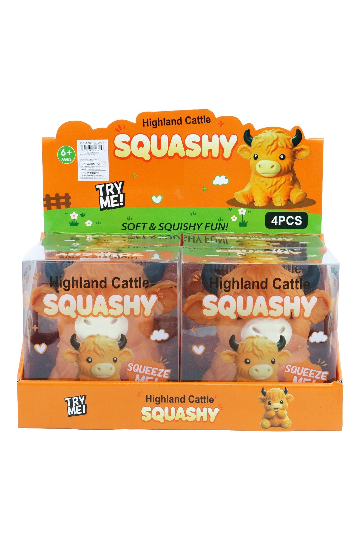 JUMBO 6 Inch Highland Cow Fluffy Slime Filled TPR Squishy