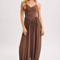 V-NECK RELAXED FLOWY LEGS JUMPSUIT CRISS-CROSS OPEN BACK