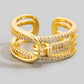 Pave Multi Row Center Knot Adjustable Ring