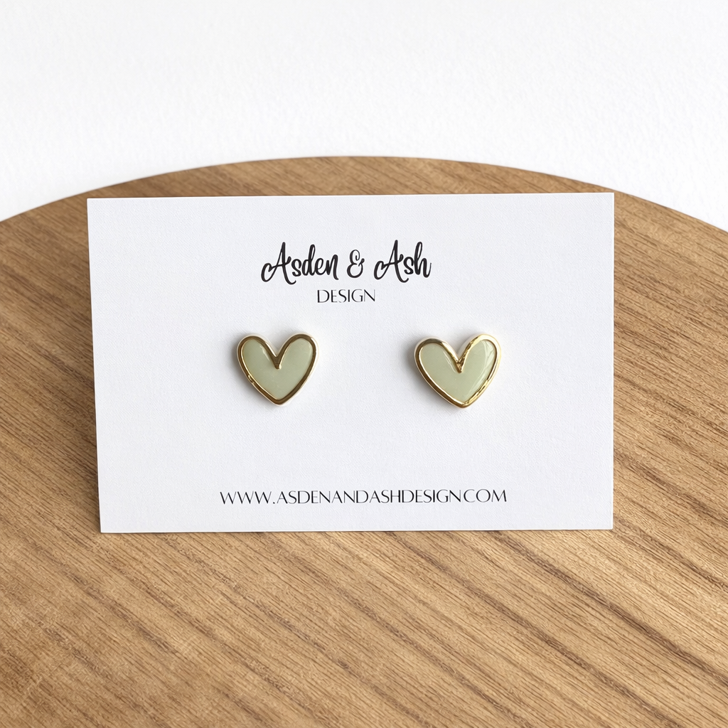 Mint Green   Gold Trimmed Hearts