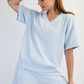 MODAL SCUBA V NECK FLAT PIPING SHORT SLEEVE TOP