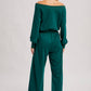 WIDE NECK OFF THE SHOULDER KNIT JUMPSUIT