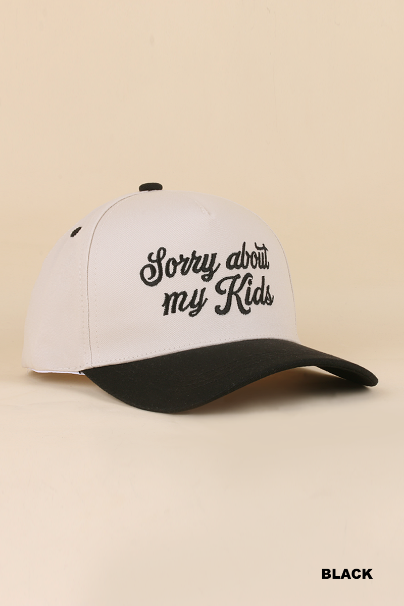 Sorry About My Kids Two Tone Snapback Hat Zenana Consgt.