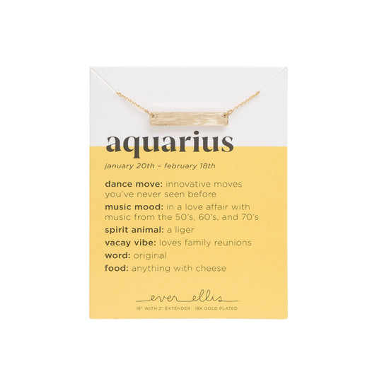 SALE Metal Gold Aquarius Zodiac Necklace