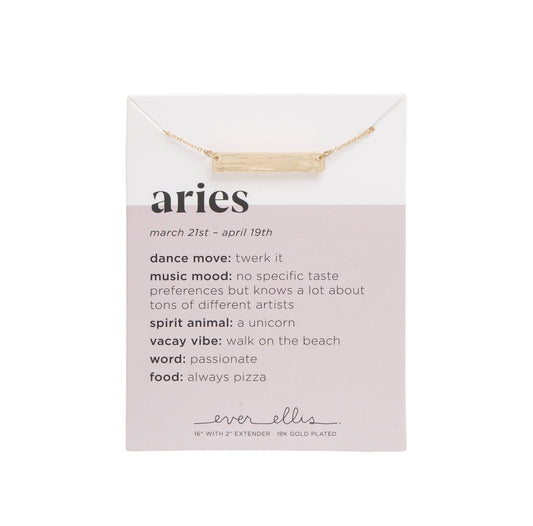 SALE Metal Gold Aries Zodiac Necklace