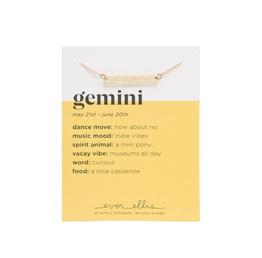SALE Metal Gold Gemini Zodiac Necklace