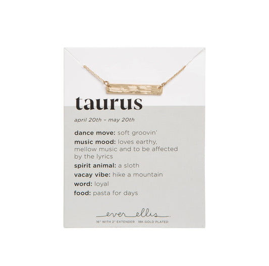 SALE Metal Gold Taurus Zodiac Necklace