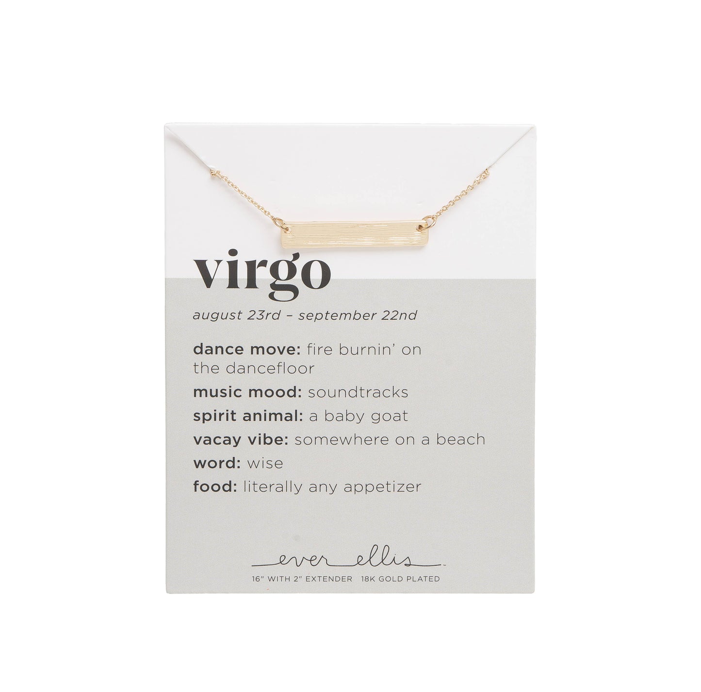 SALE Metal Gold Virgo Zodiac Necklace