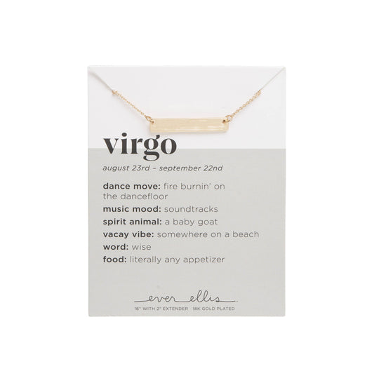 SALE Metal Gold Virgo Zodiac Necklace