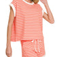 ...0223 Stripe Contrast Trim Top & Shorts Set SI-29132