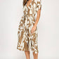 Abstract short sleeve midi dress