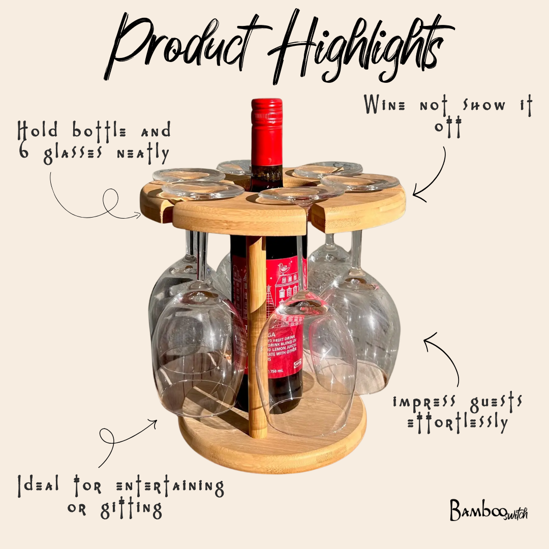 Bamboo Wine Glass and Bottle Holder | Circle