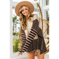 MIXED STRIPE SIDE SLIT SWEATER